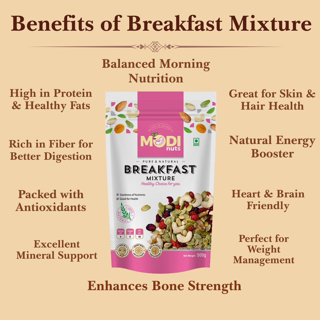 Modinuts Healthy Breakfast Mixture – Rich in Protein & Fiber