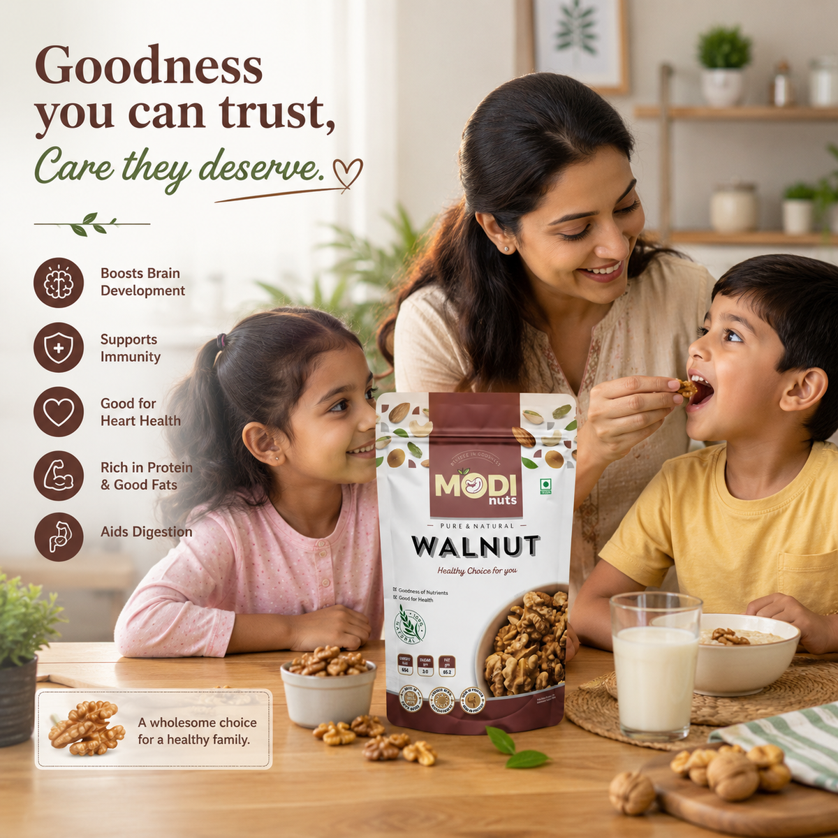 Buy Premium Modinuts California Walnuts Pack of 2 (200g Each) | 400g Total | Fresh & Crunchy Akhrot | Premium Dry Fruit for Daily Snacking, Breakfast & Baking