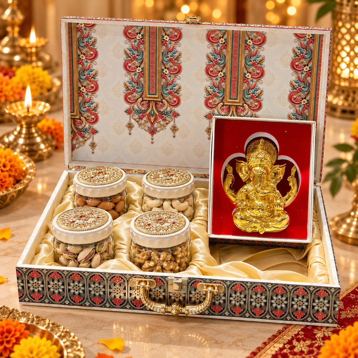 Modinuts Premium Dry Fruits Gift Box with Ganesh, Size 1236-big