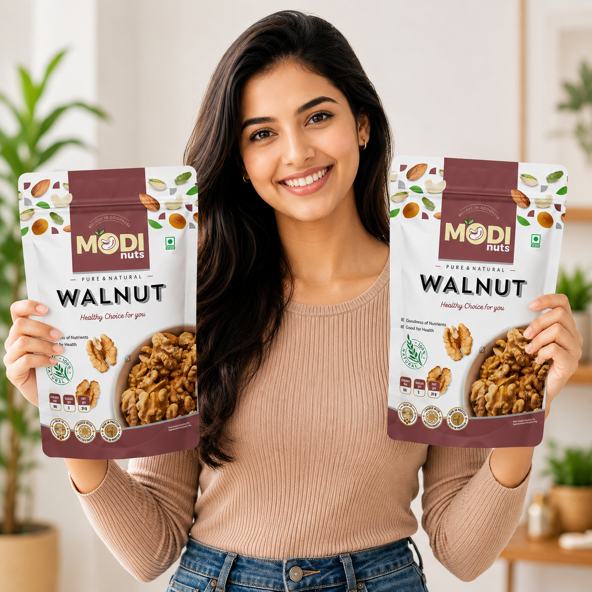 Buy Premium Modinuts California Walnuts Pack of 2 (200g Each) | 400g Total | Fresh & Crunchy Akhrot | Premium Dry Fruit for Daily Snacking, Breakfast & Baking