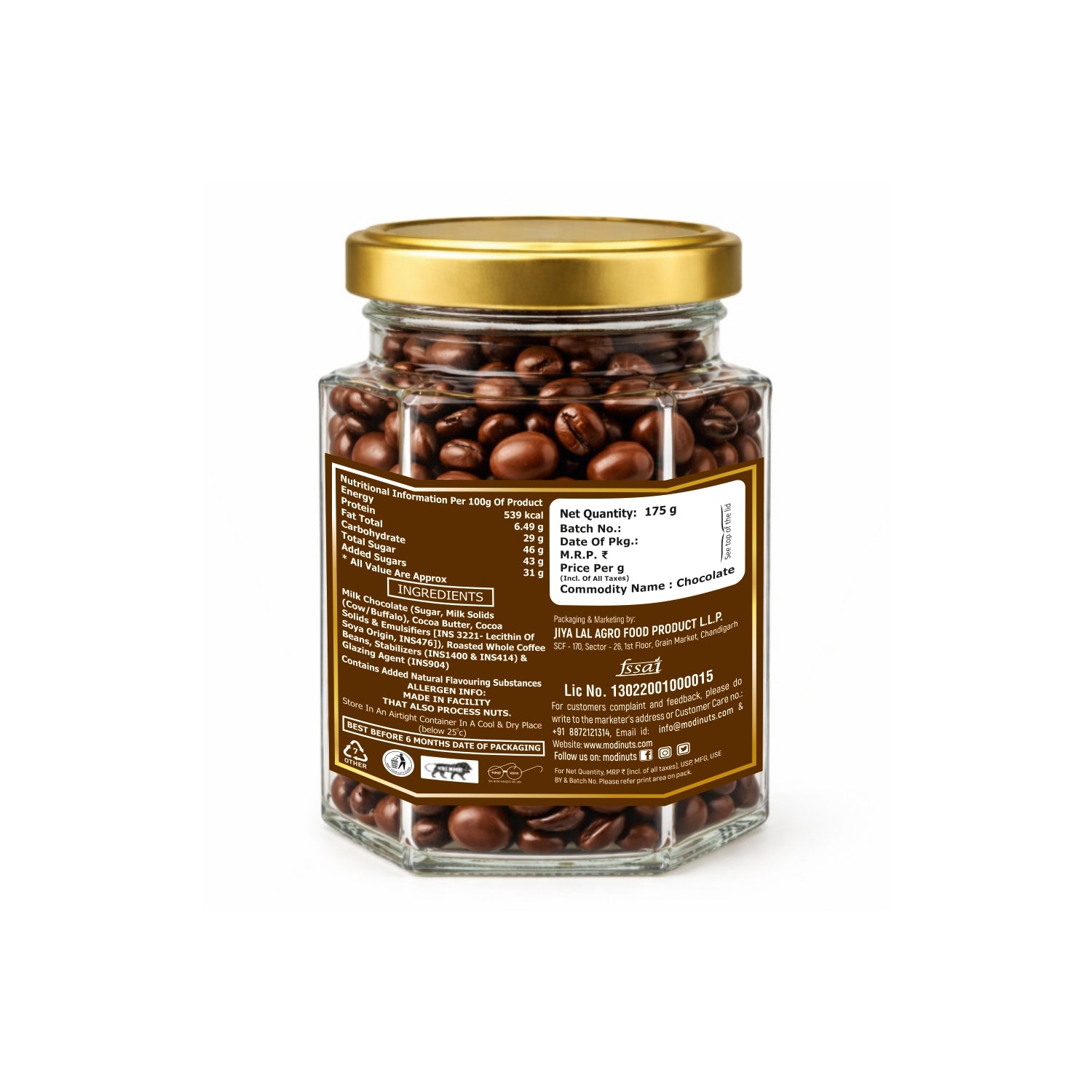 Modinuts Premium Chocolate Coffee Beans (Pack of 2)