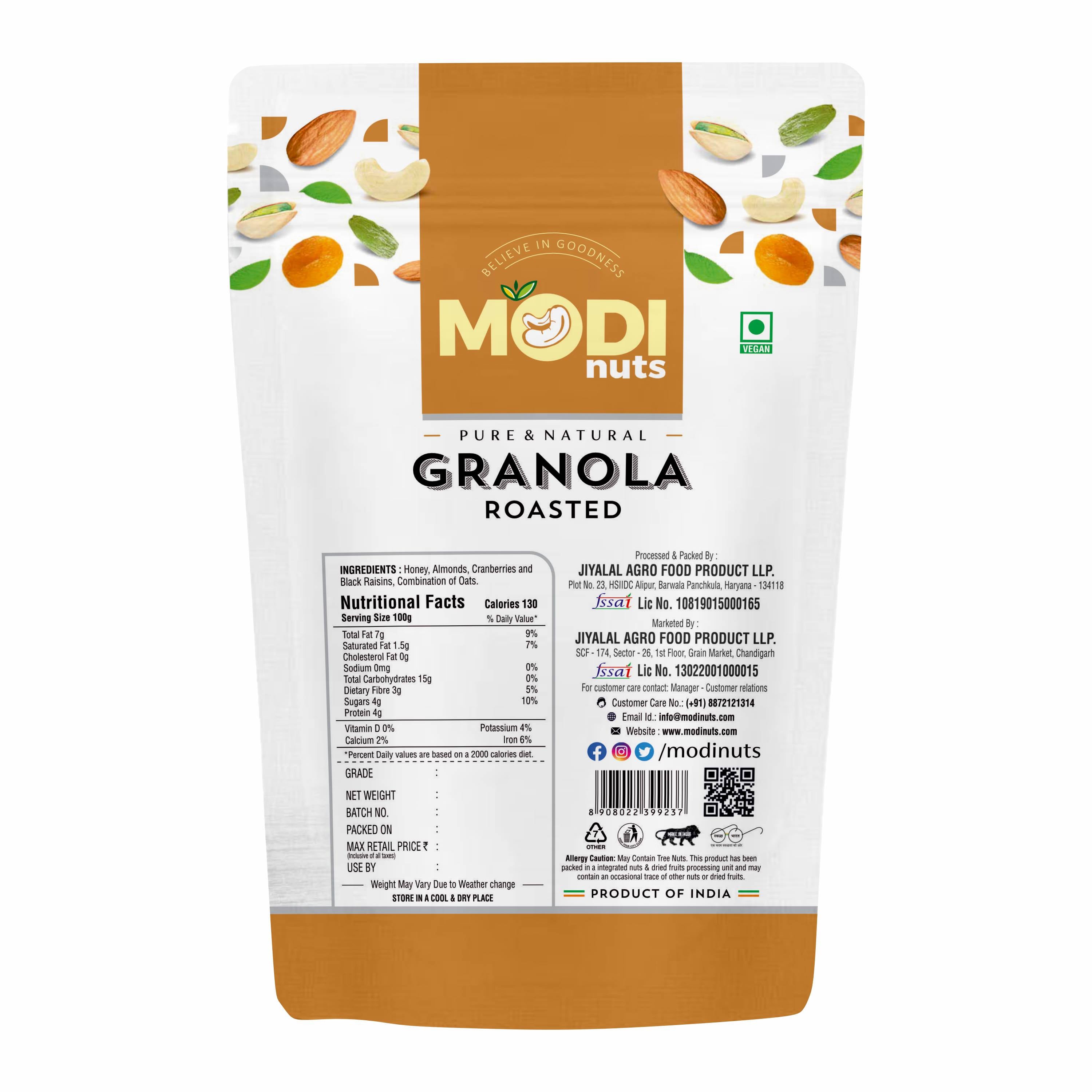 Premium roasted granola with nuts and seeds