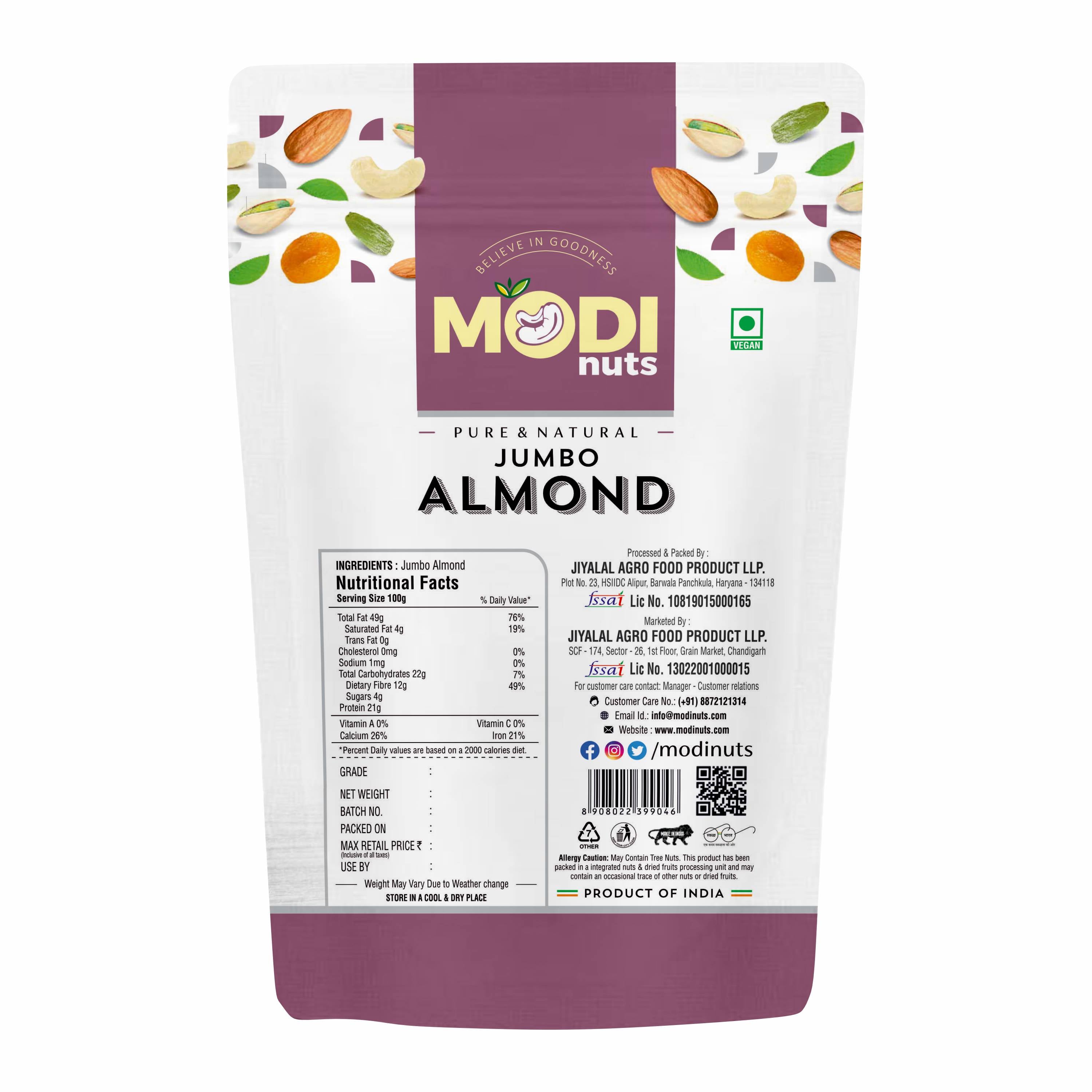 Modinuts Jumbo badam – Natural, Raw, and Unprocessed