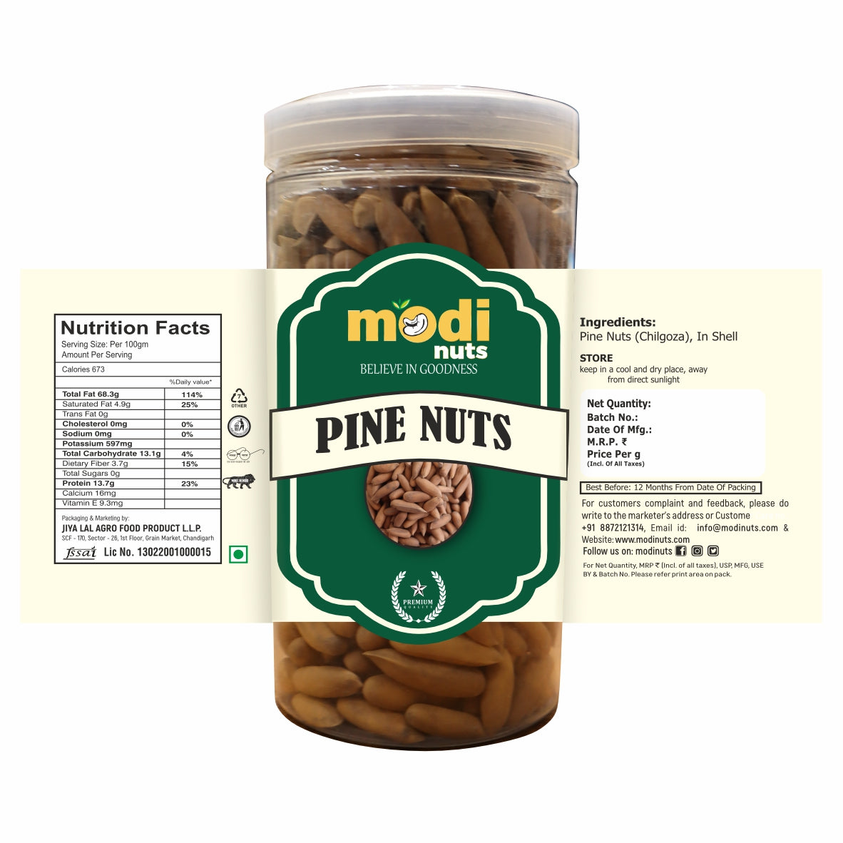 Modinuts Premium Chilgoza (Pine Nuts) – High-Quality In shell Pine Nuts | Natural, Fresh & Crunchy | Rich in Protein & Healthy Fats