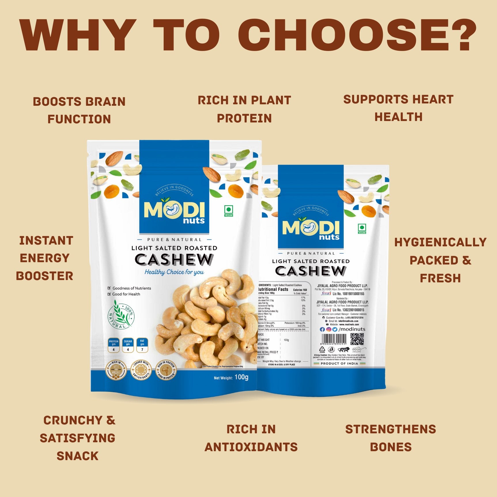 Modinuts Healthy Dry Fruit Combo Online – Almonds, Roasted Almonds, Roasted Cashews & Raisins (4 x 100g) | Daily Nutrition Mix