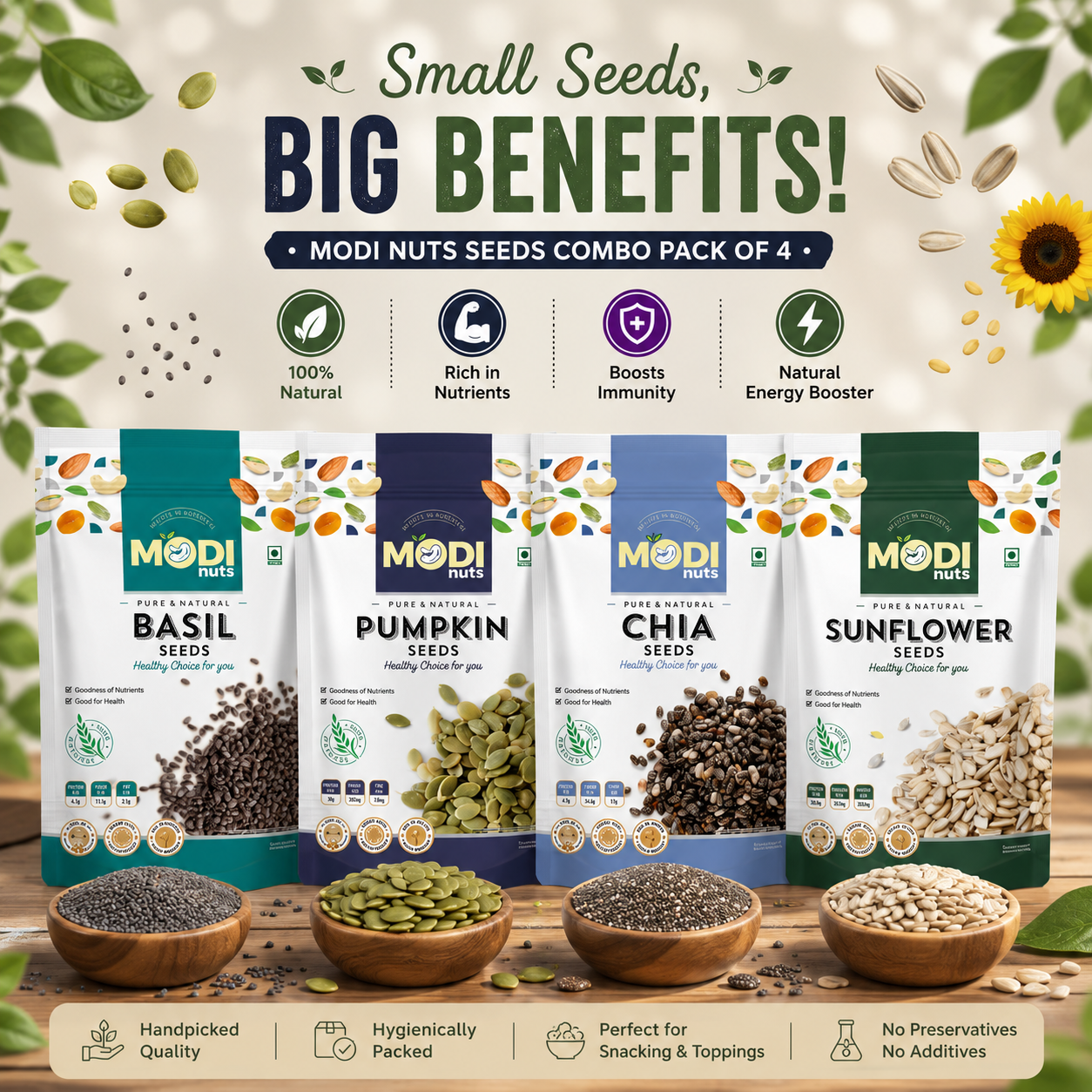 Super Seeds Combo – Flax, Chia, Pumpkin & Sunflower Seeds | Fitness & Nutrition
